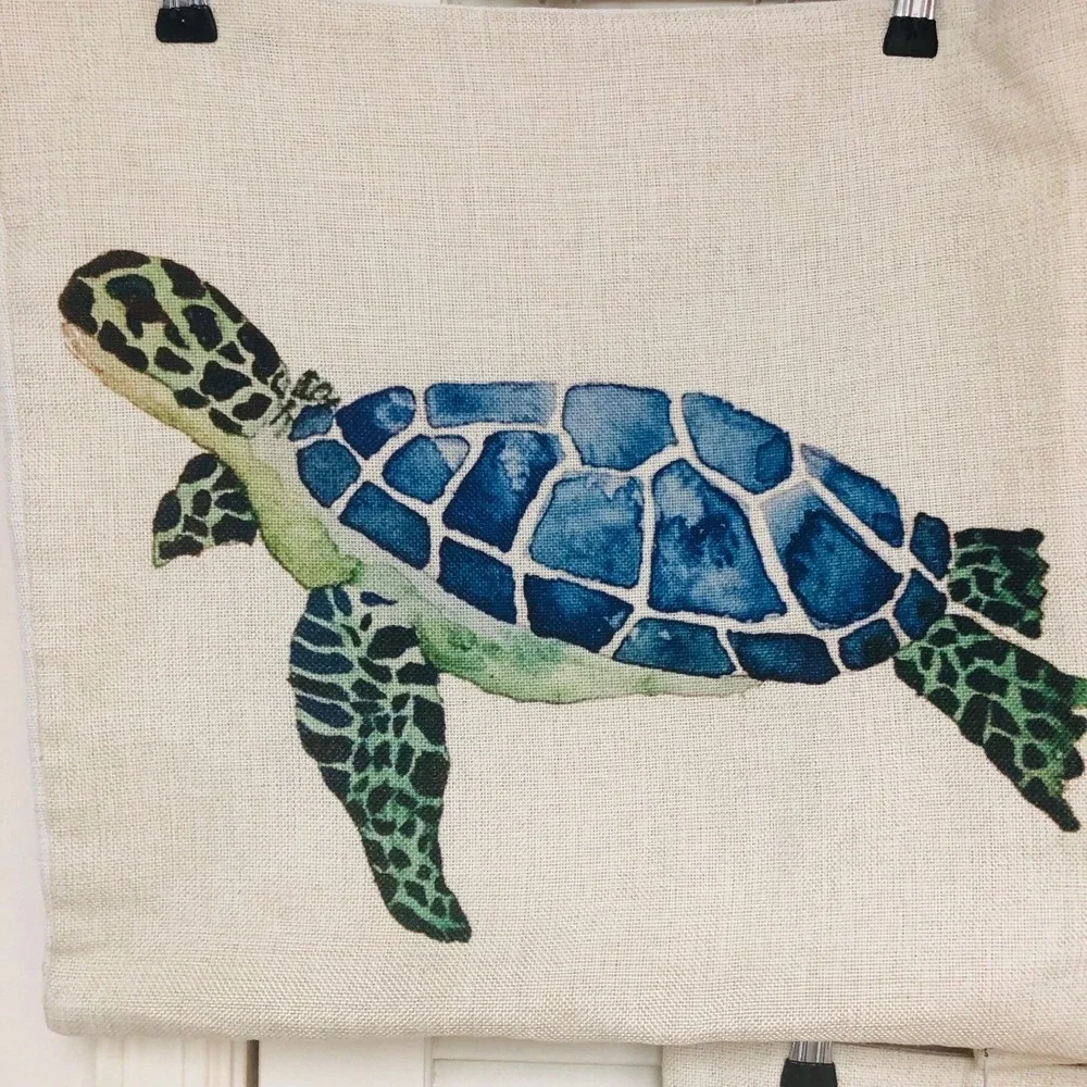 Coastal Pillow Cover Set of 3 Beach Tropical Pelican Flamingo Sea‎ Turtle 17x17
